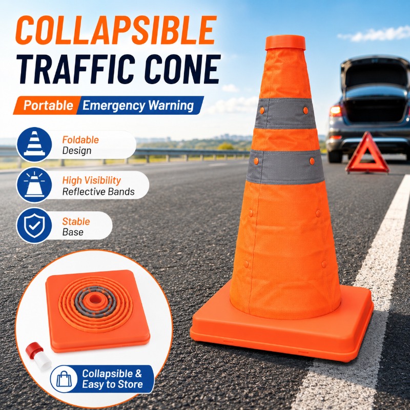 Road Traffic Cone - Cône de signalisation pliable portable 30-70