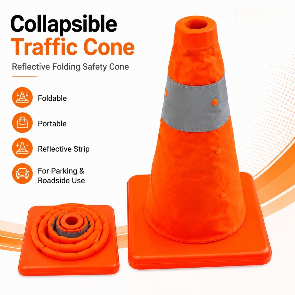 Road Traffic Cone - Cône de signalisation réfléchissant pliable, cône