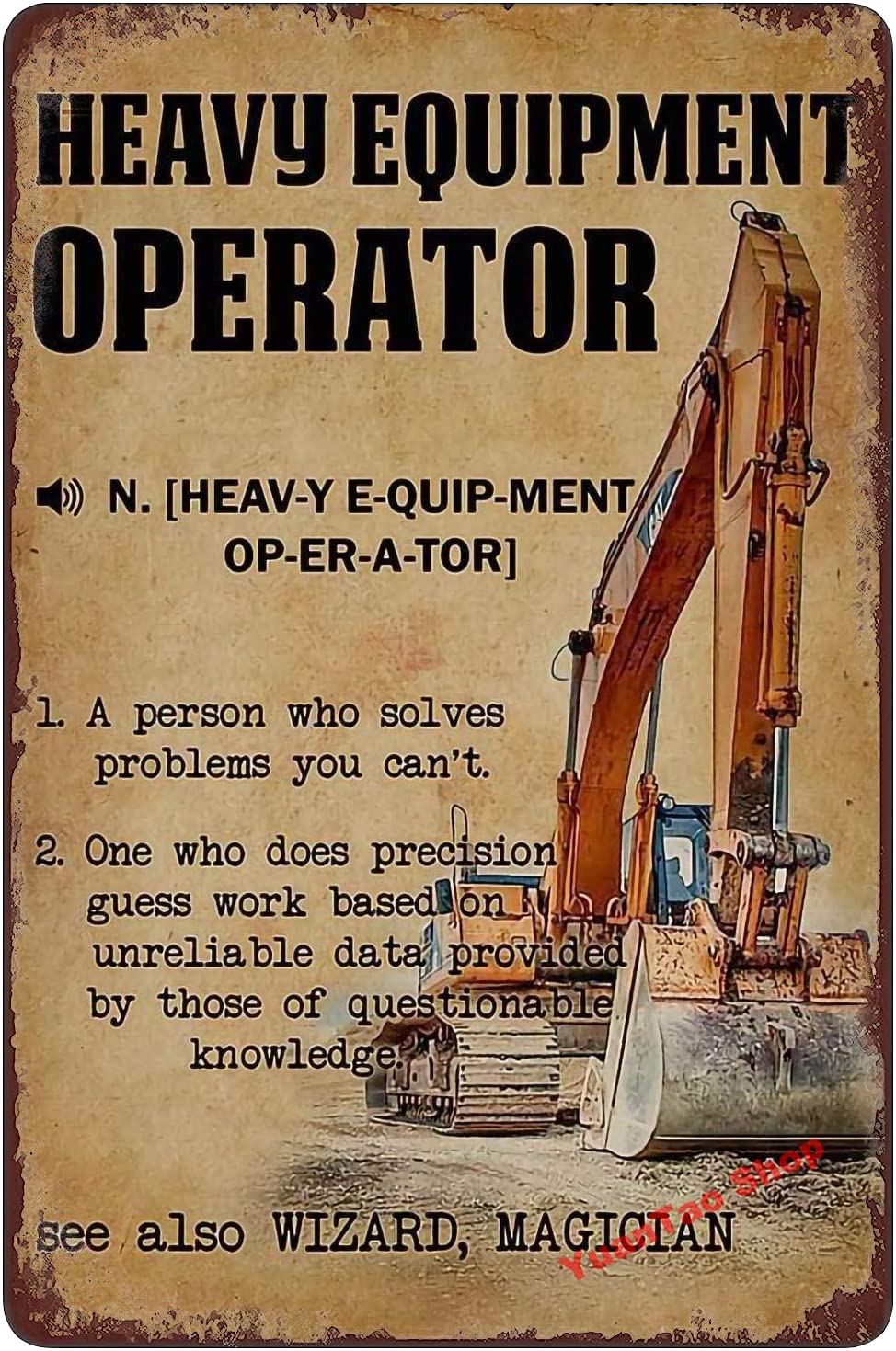 Panneau en étain amusant « Men - Heavy Equipment Sign avis et prix